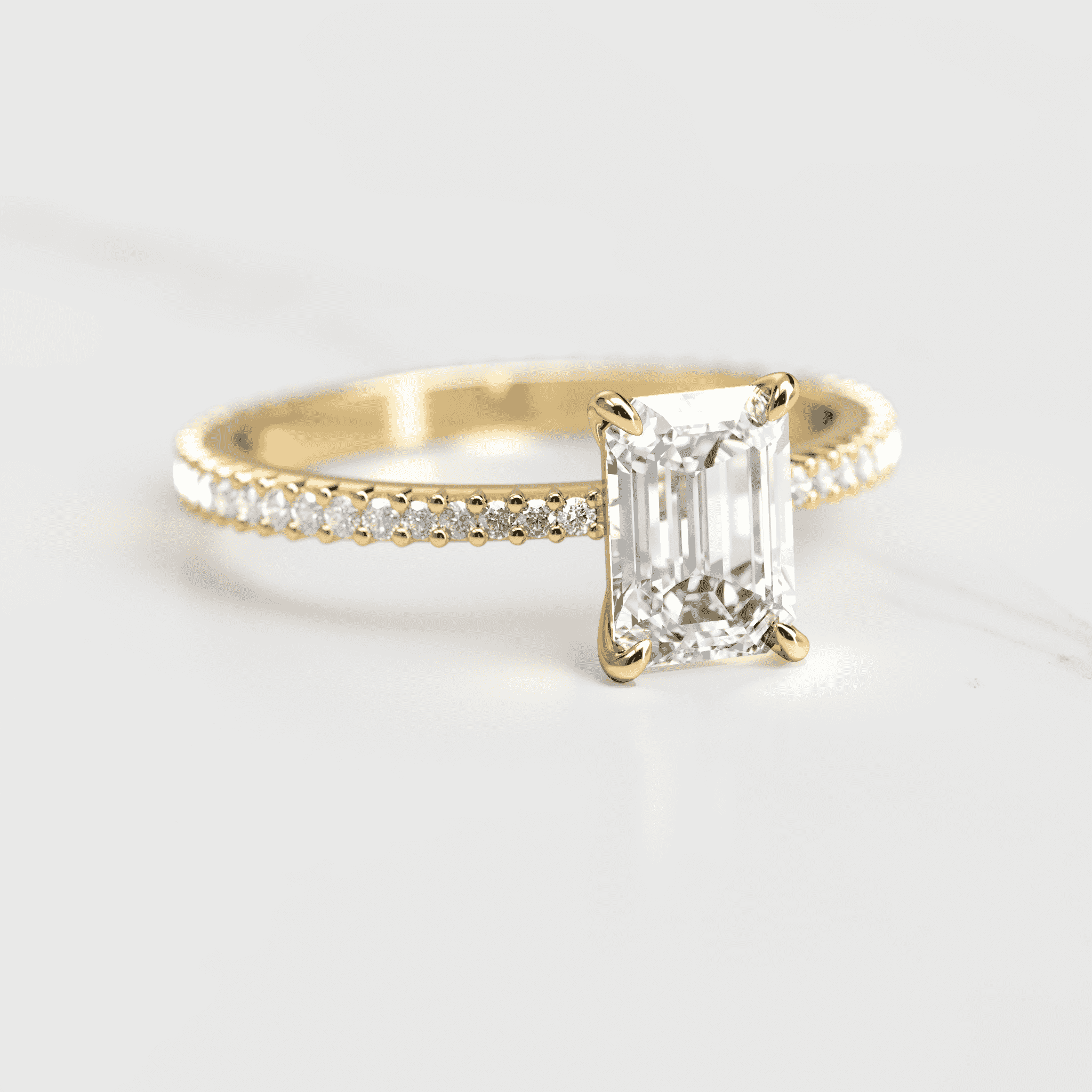 EMERALD FULL PAVE TAPERED DIAMOND RING - 18k white gold / 0.5ct / lab diamond