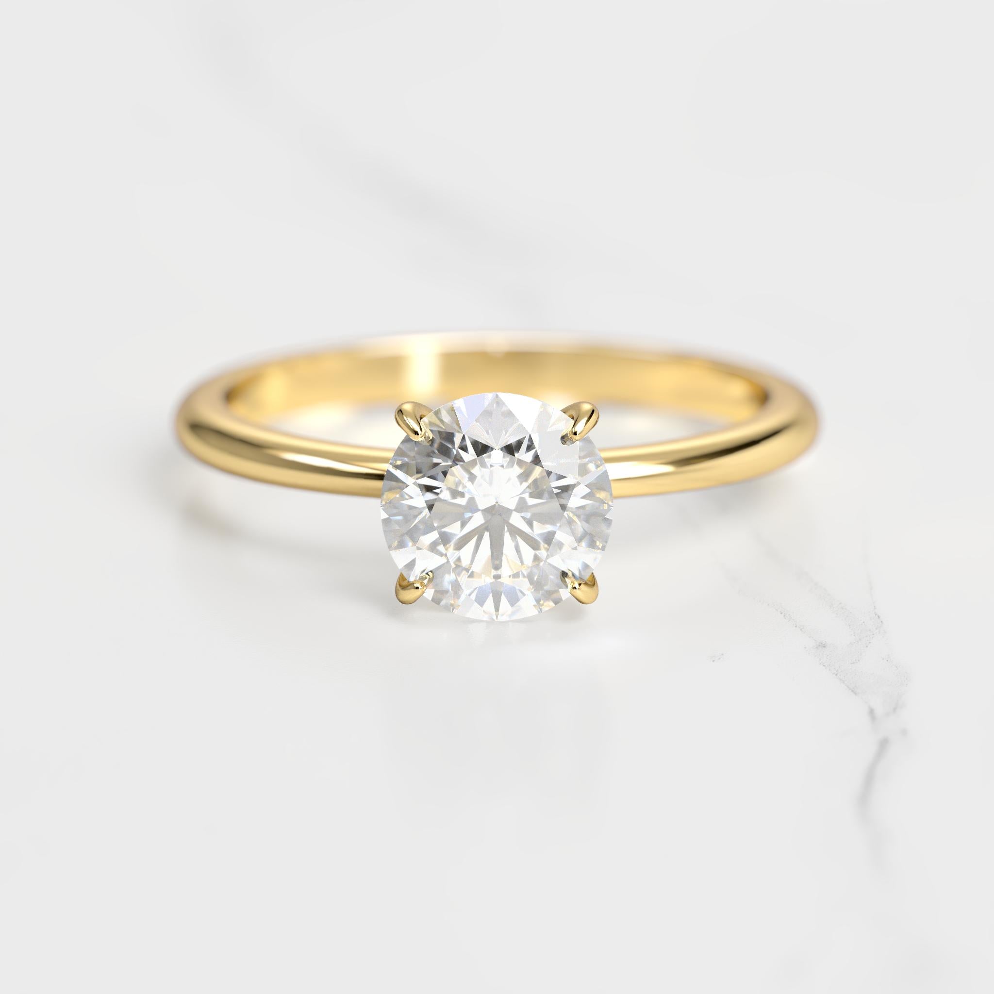 Round Solitaire Diamond Ring - 18k yellow gold / 1.25ct / lab diamond