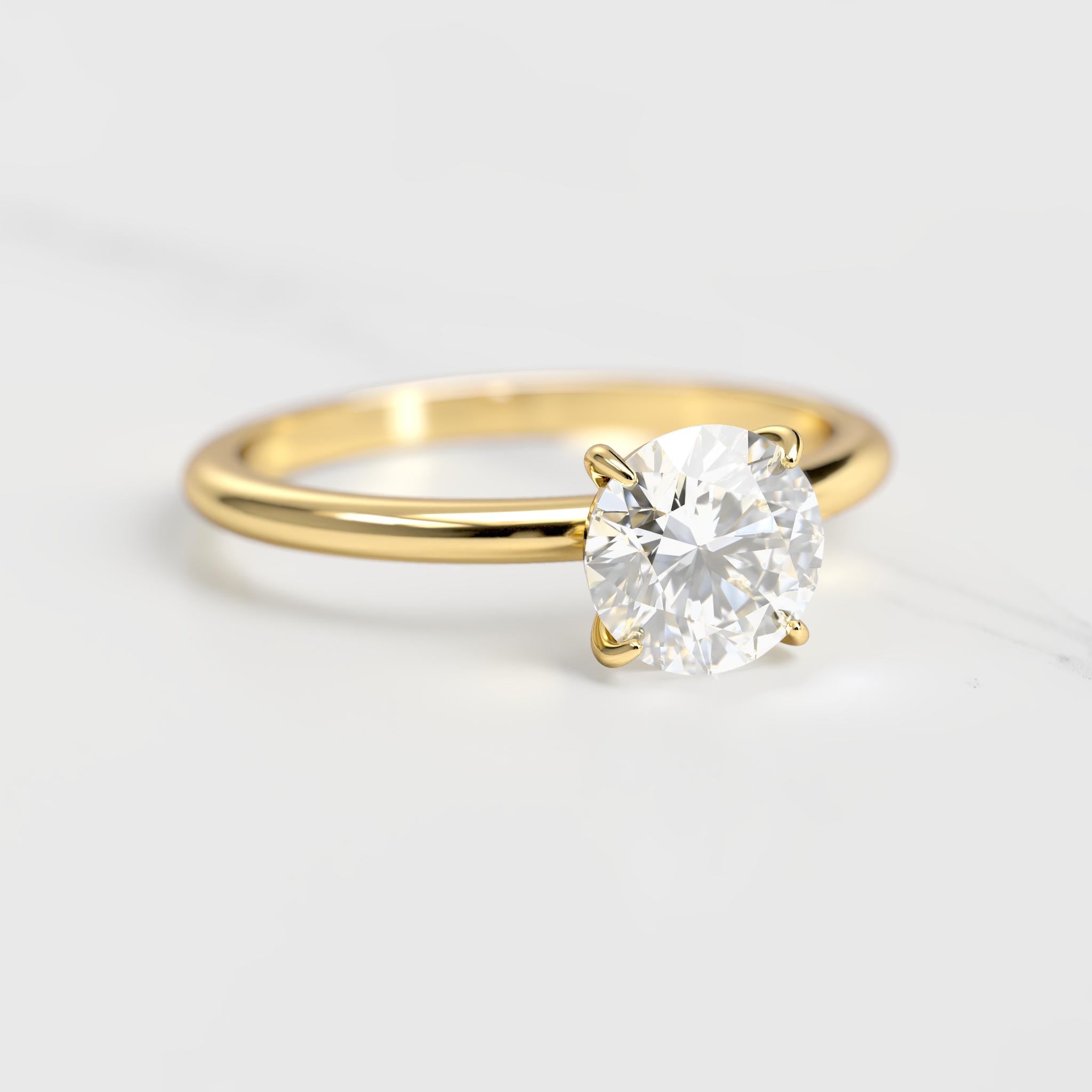 Round Tapered Solitaire Diamond Ring - 14k yellow gold / 0.75ct / natural diamond