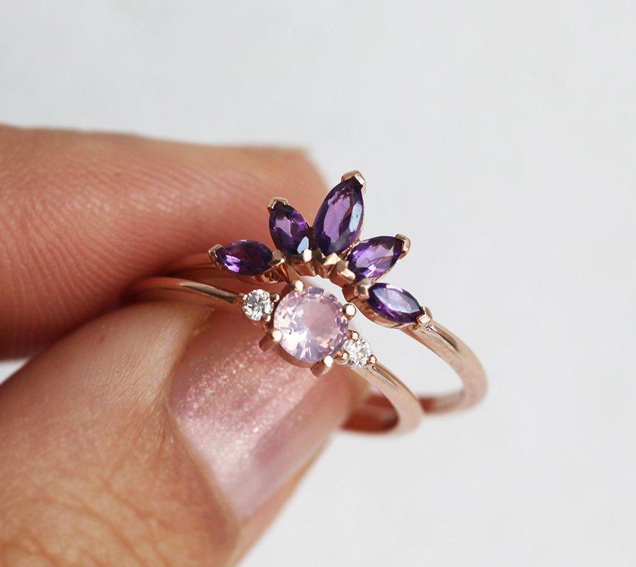 amethyst matching wedding ring