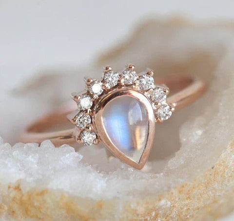 Cabochon Pear Moonstone Ring