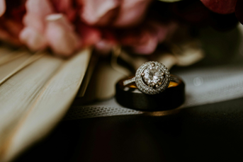 lavish engagement ring on the table