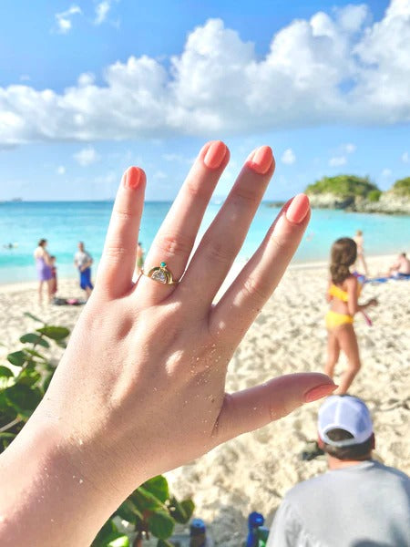 bague demi-lune avec turquoise