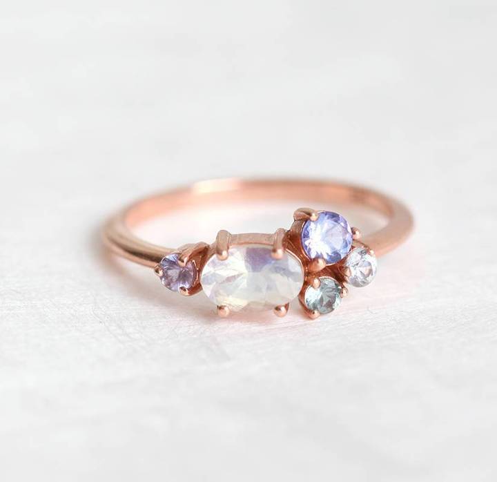 Pretty moonstone cluster engagement