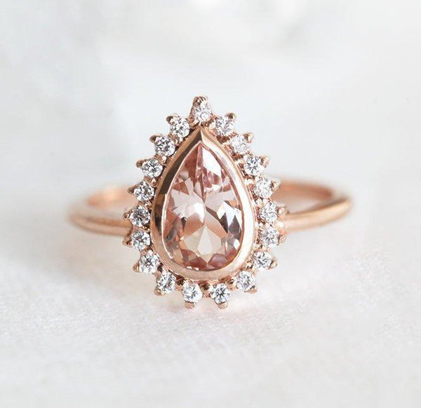 Pear Morganite and Diamond Ring