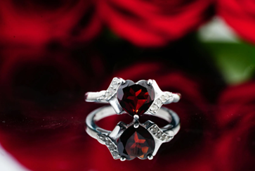 Heart shaped ruby engagement ring
