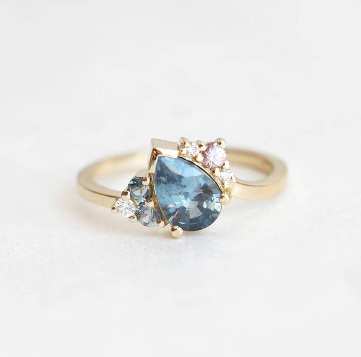 sapphire and diamonds cluster ring