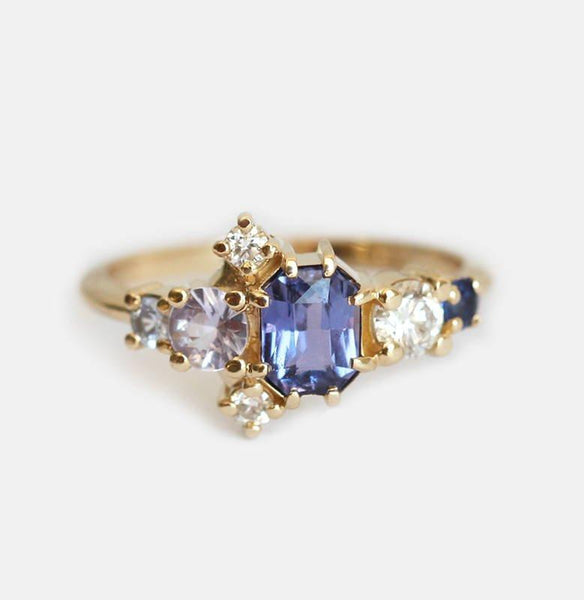 violet shades with sapphires and diamonds