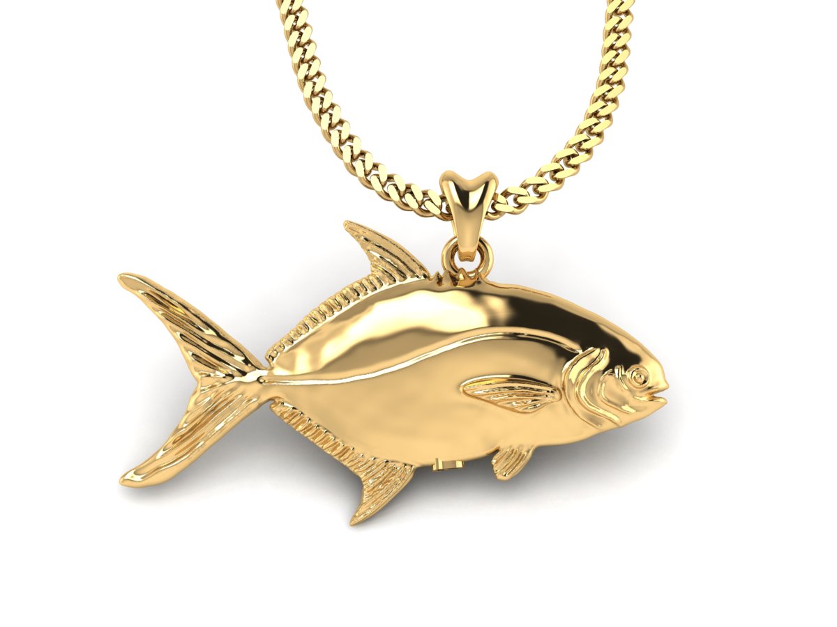 Gold Fishing Reel Pendant
