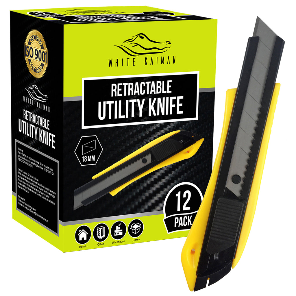 20 Pack] EcoQuality Yellow Utility Knife Retractable Box Cutter for  Cartons, Boxes, Cardboard 18mm Wide Blade Cutter Great for Warehouse,  Office, Arts and Crafts and Home Use 