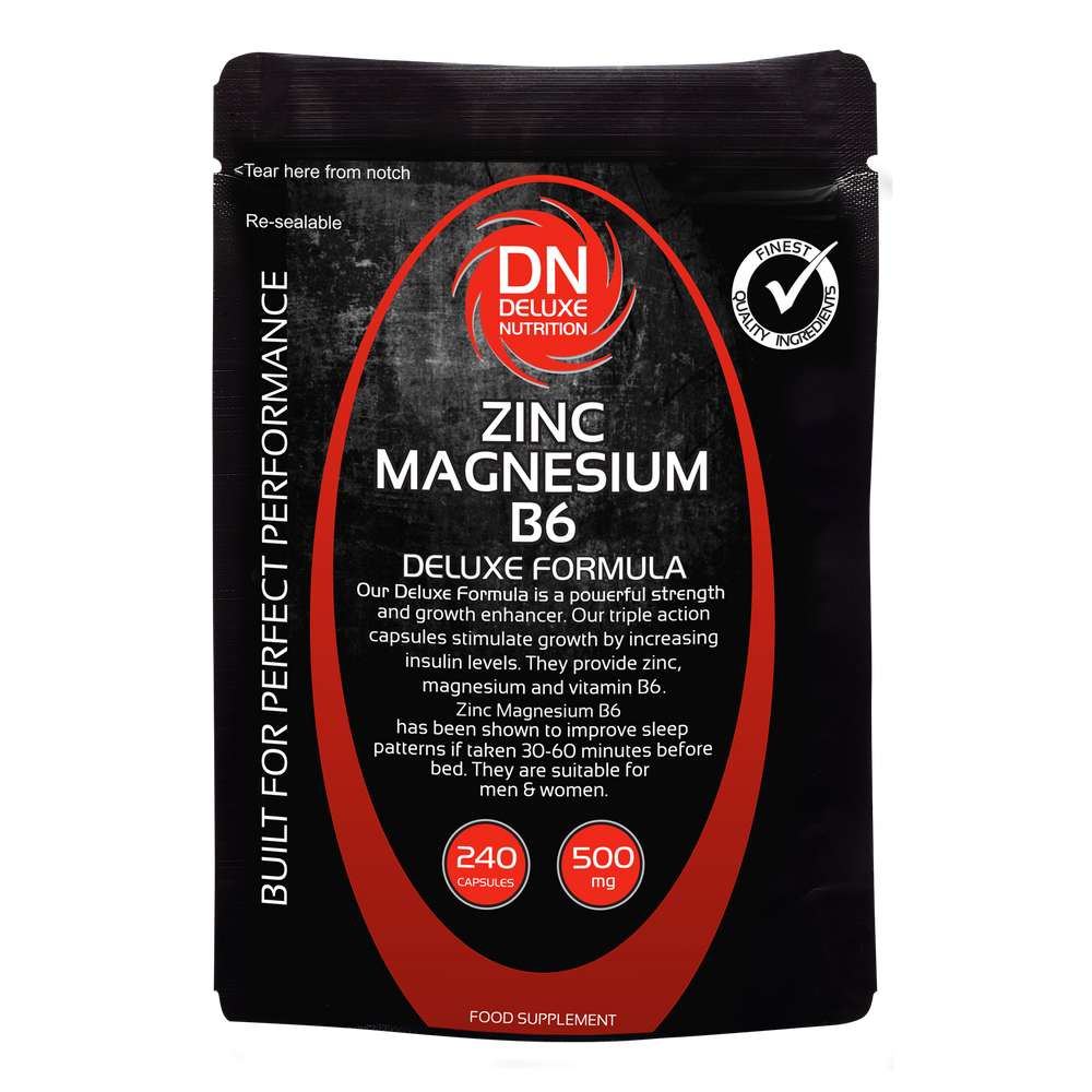 ZMA 240 Capsules Zinc Magnesium B6 500mg Deluxe Formula ? Deluxe Nutrition