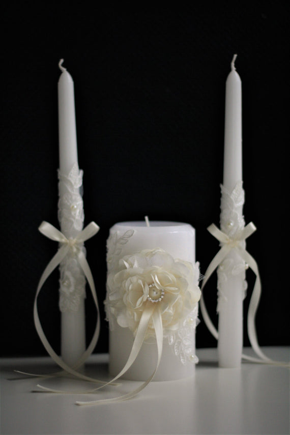 ivory unity candle set