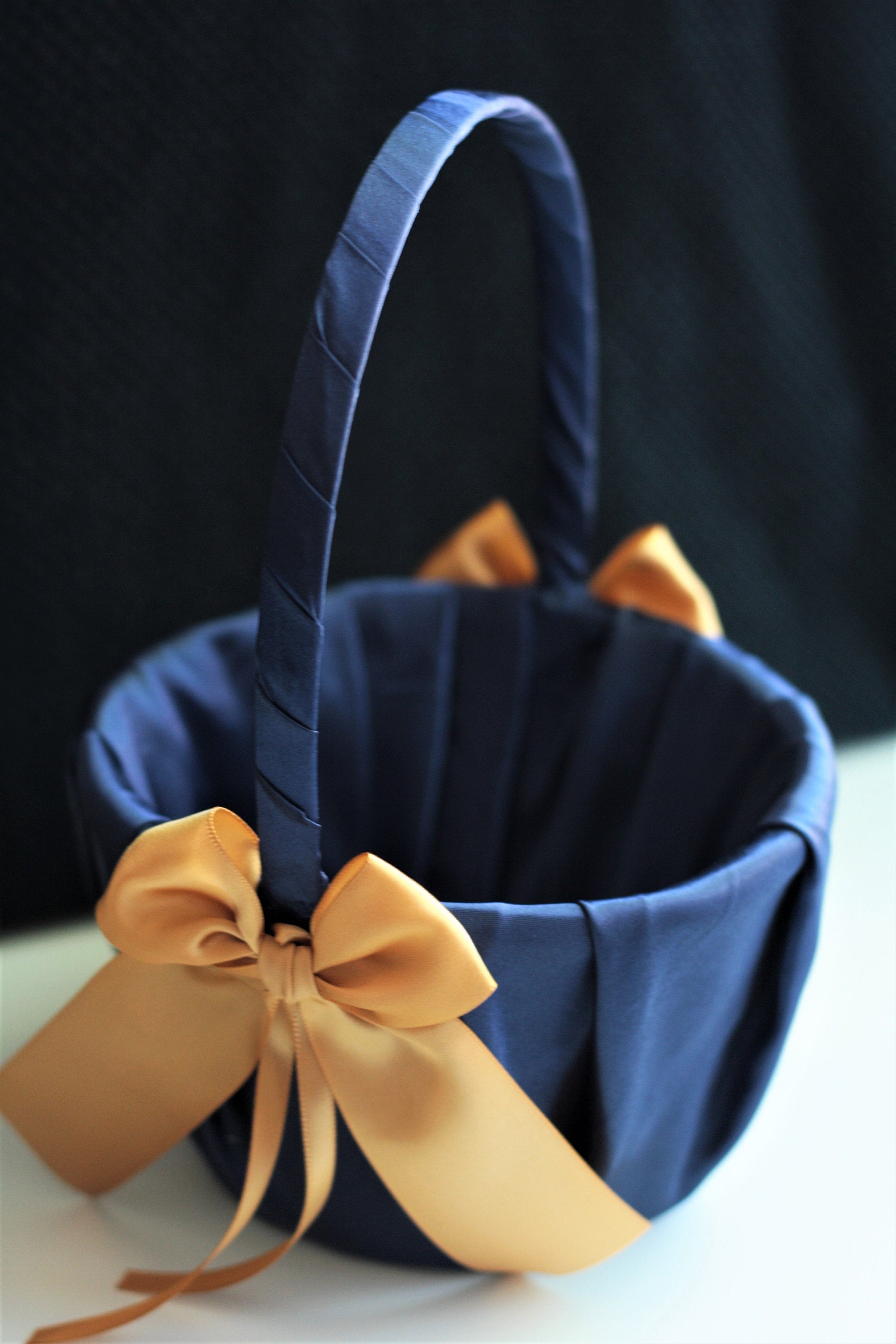 navy blue flower girl basket