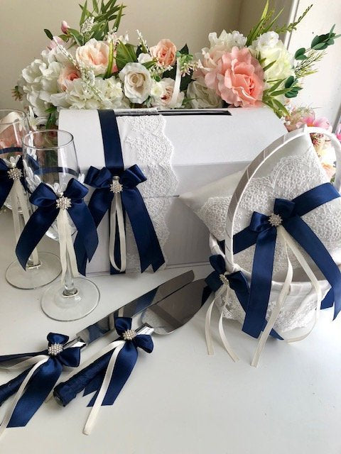 navy blue flower girl basket