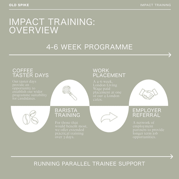Old Spike barista training programme overview infographic 