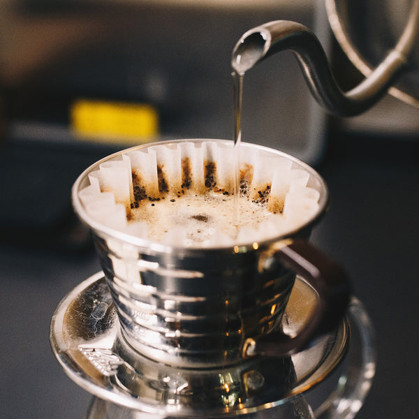 Pour over coffee being made on a Kalita wave coffee dripper