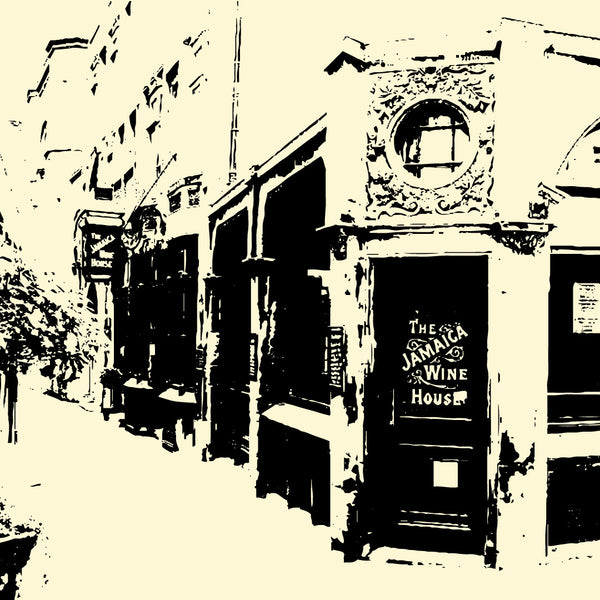 Historic drawing of one of the first coffeehouses in London