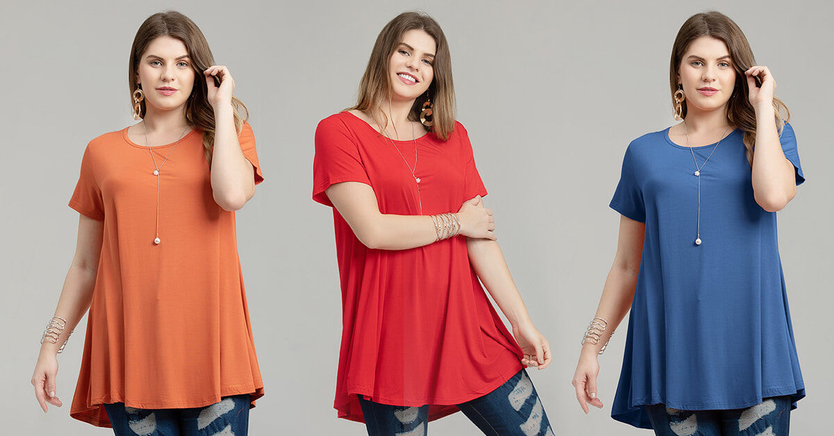 short sleeve flare tunic blouse