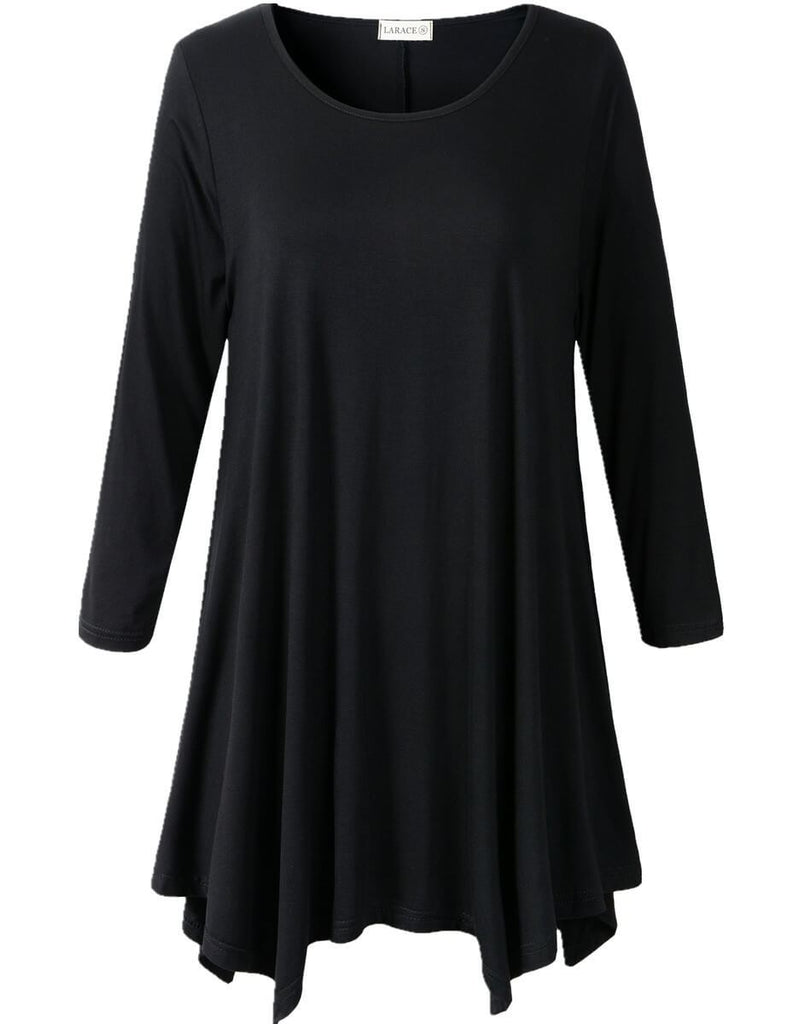 LARACE 3/4 Sleeve Plus Size Tunic Tops Loose Basic Shirt 8028 S-3 XL