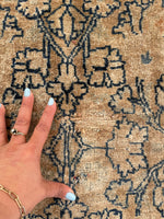 6'8 x 9'10 Antique Ivory n Blue Mashhad rug #2122 / 7x10 Vintage Rug