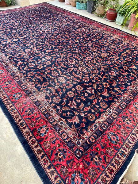 11' x 17'1 Navy Blue Palatial Antique Turkish rug #2193 / 11x17