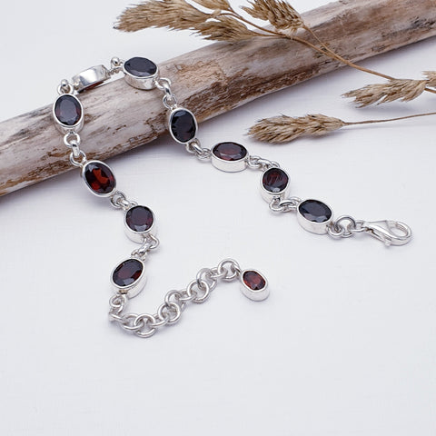 Garnet Oval Stone Bracelet