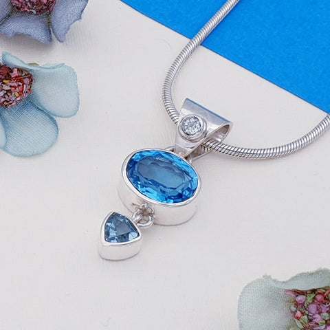 Swiss Blue Topaz Lyra Pendant