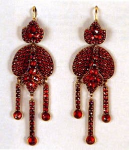 GARNET ART NOUVEAU STYLE EARRINGS