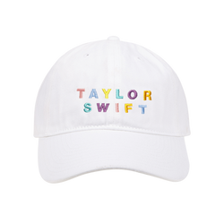 White Cap With Multicolor Embroidery