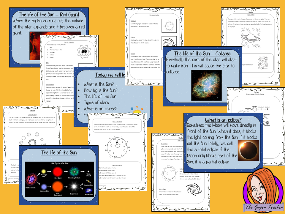 the sun of our solar system powerpoint and worksheets the ginger teacher