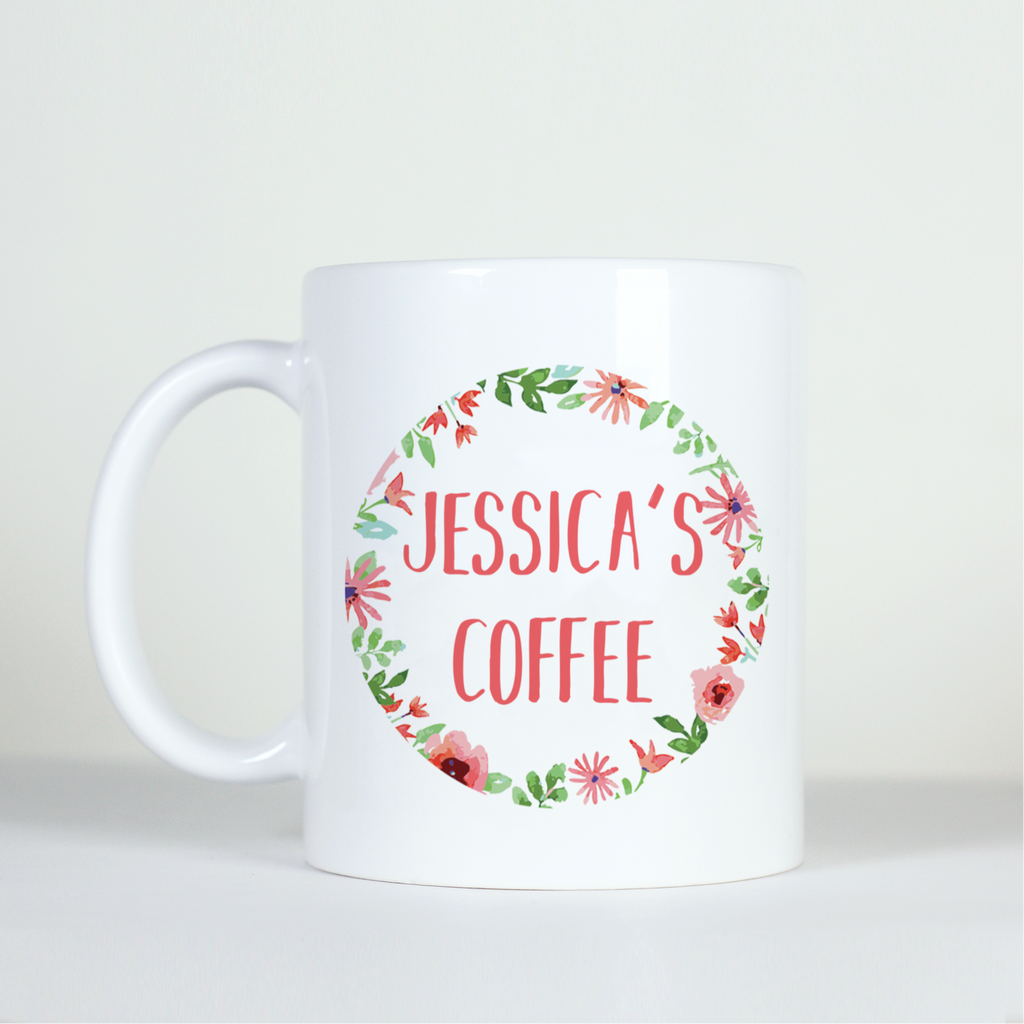 Your Name On Mug With Floral Theme