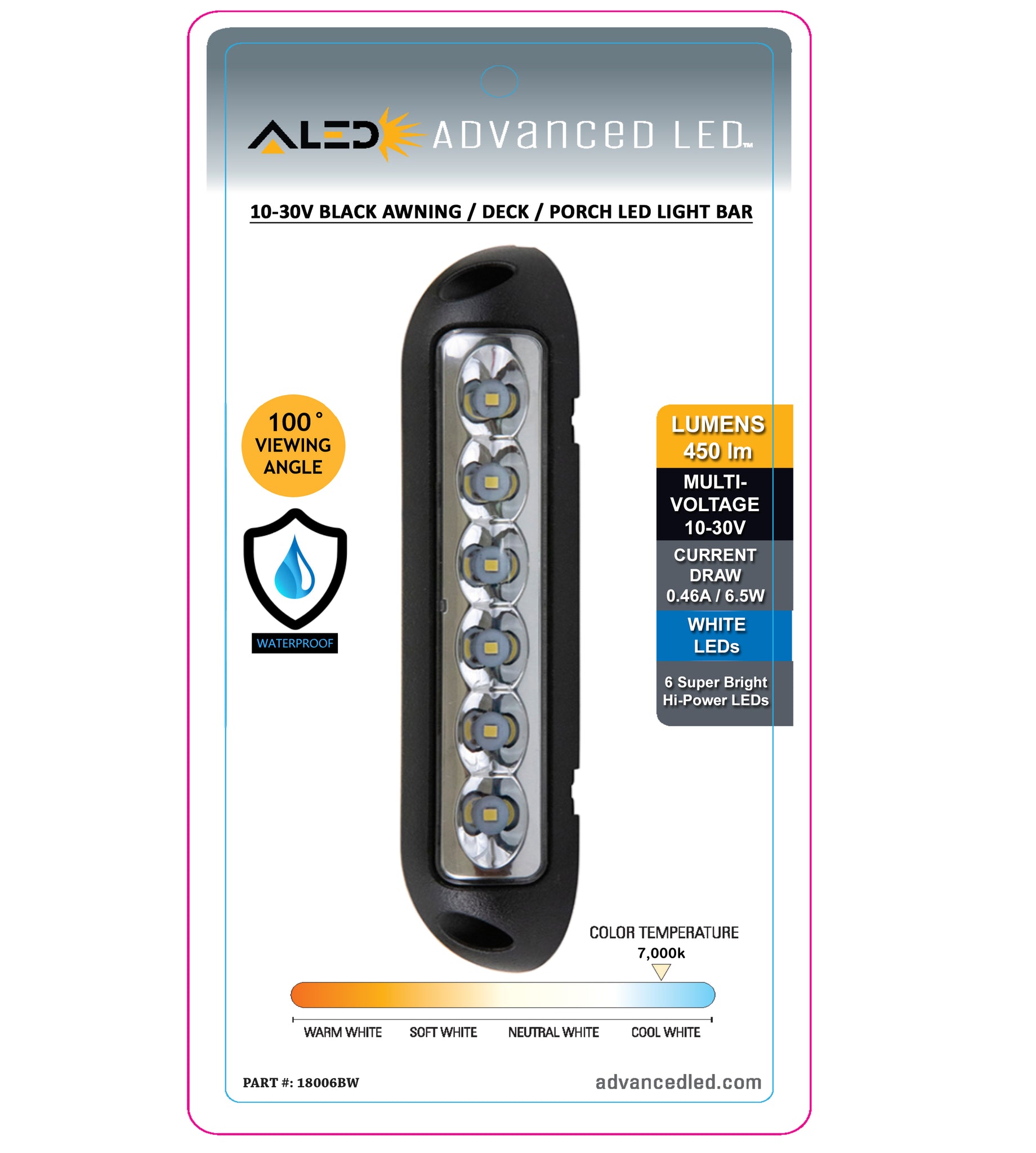rib Absurd vloeistof NEW! ADVANCED LED 8" 10-30V BLACK Waterproof Awning/Deck Light w/ Supe –  advancedled