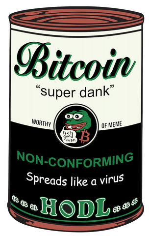 Super Dank bitcoin soup can by Lucho Poletti