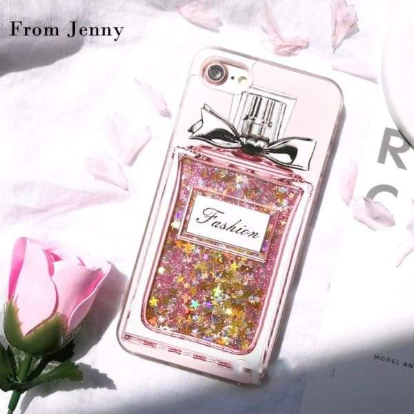 Fashion Bling Liquid Quicksand Perfume Bottles Case For Apple Iphone Capas Covers