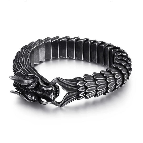 Dragon Charm Bracelet Unique Design Matte Black Dragon Men Bangle – LABONNI