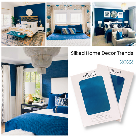 Peacock Blue 2022 Harbor Blue Pantone Family Silked Bedding Home Decor Trends 2022 Silk Pillowcase 100% Silk Made in USA