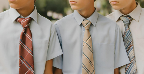 Teen boys tie