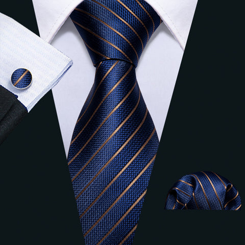 Blue Golden Striped Necktie