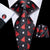 Black Red Christmas Tree Pattern Novelty Men's Necktie Hanky Cufflinks Set