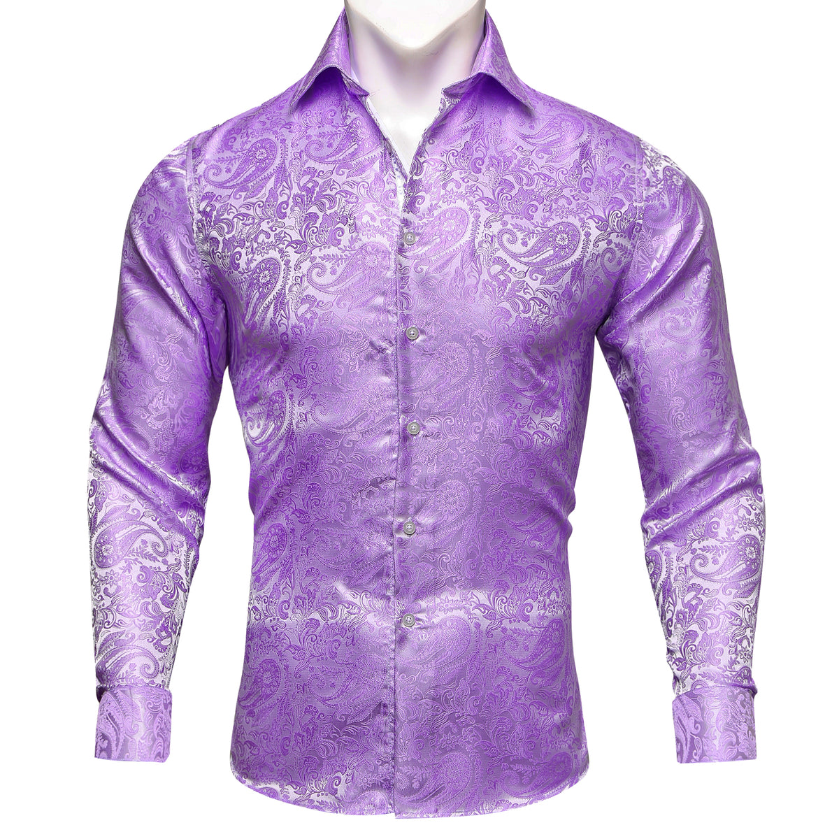 Light Purple Paisley Style Silk Men's Long Sleeve Shirt – ties2you