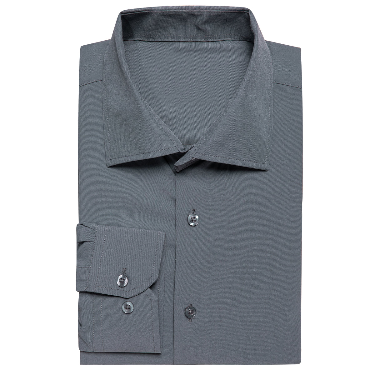 Grey Solid Cotton Stretchy Fabric Men's Long Sleeve Shirt – ties2you