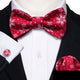 Christmas Red Snowflake Novelty Self-tied Bow Tie Pocket Square Cufflinks Set