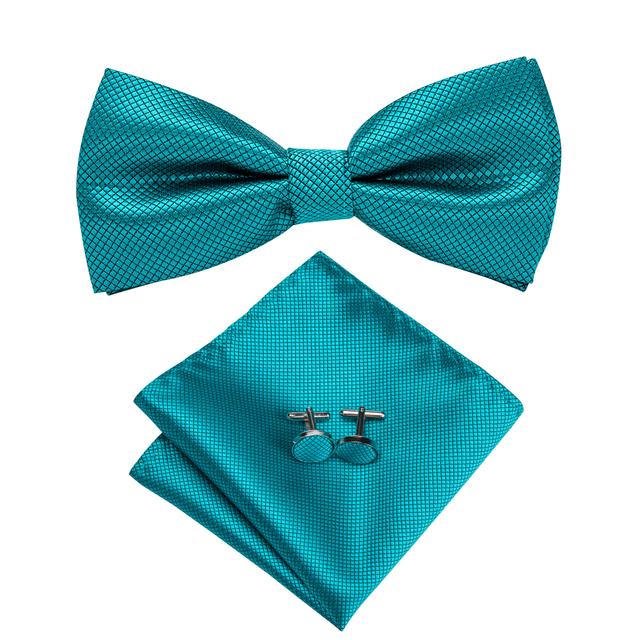 Teal Blue-green Solid Bow Tie Hanky 