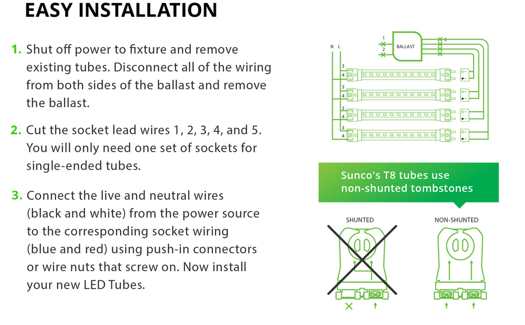 T8 LED Tube Lights, Clear | LED LIGHTING | SUNCO — Sunco ... 277v lighting wiring diagram 