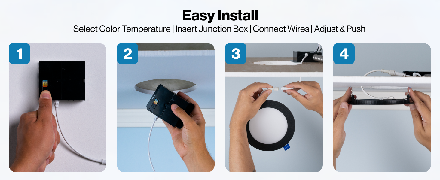 Sunco Lighting Black Trim Selectable Slim Easy Installation Junction box Included