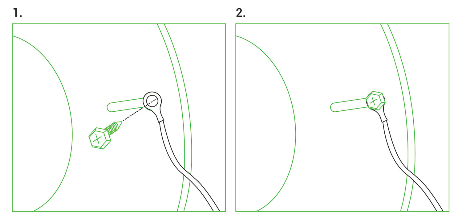 Ground wire attached with screw before and after