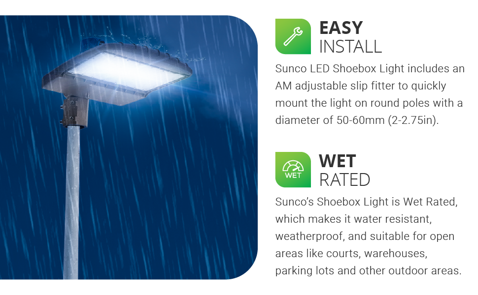 Shoebox LED 150W Parking Light Fixture LED LIGHTING SUNCO – Sunco  Lighting
