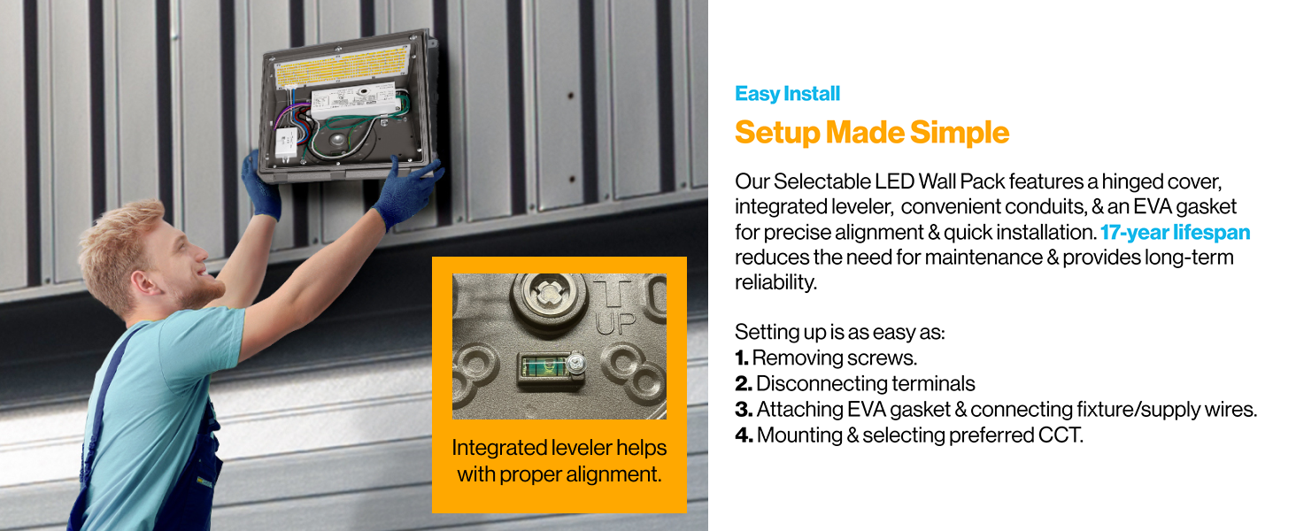 Sunco Lighting Easy to Install Selectable CCT Wall Pack Light Integrated Leveler Included EVA Gasket 17 Year Lifespan