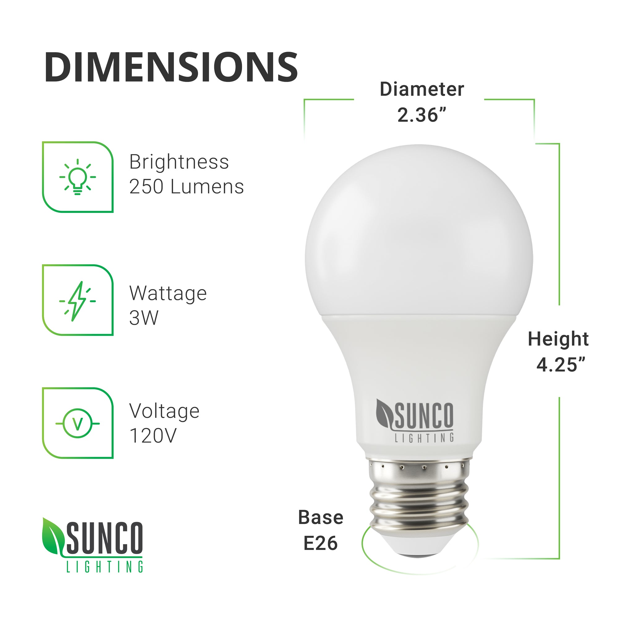 A19 3W LED BULBS | LED LIGHTING – Sunco