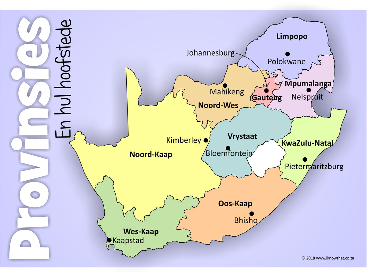 Suid Afrika Kaart Met Provinsies - Vogels